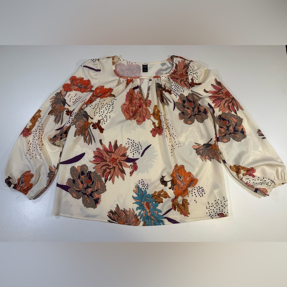 Elegant Floral Women's Blouse - Cream and Multicolor